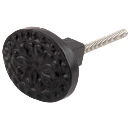 Black Oval Flower Metal Knobs